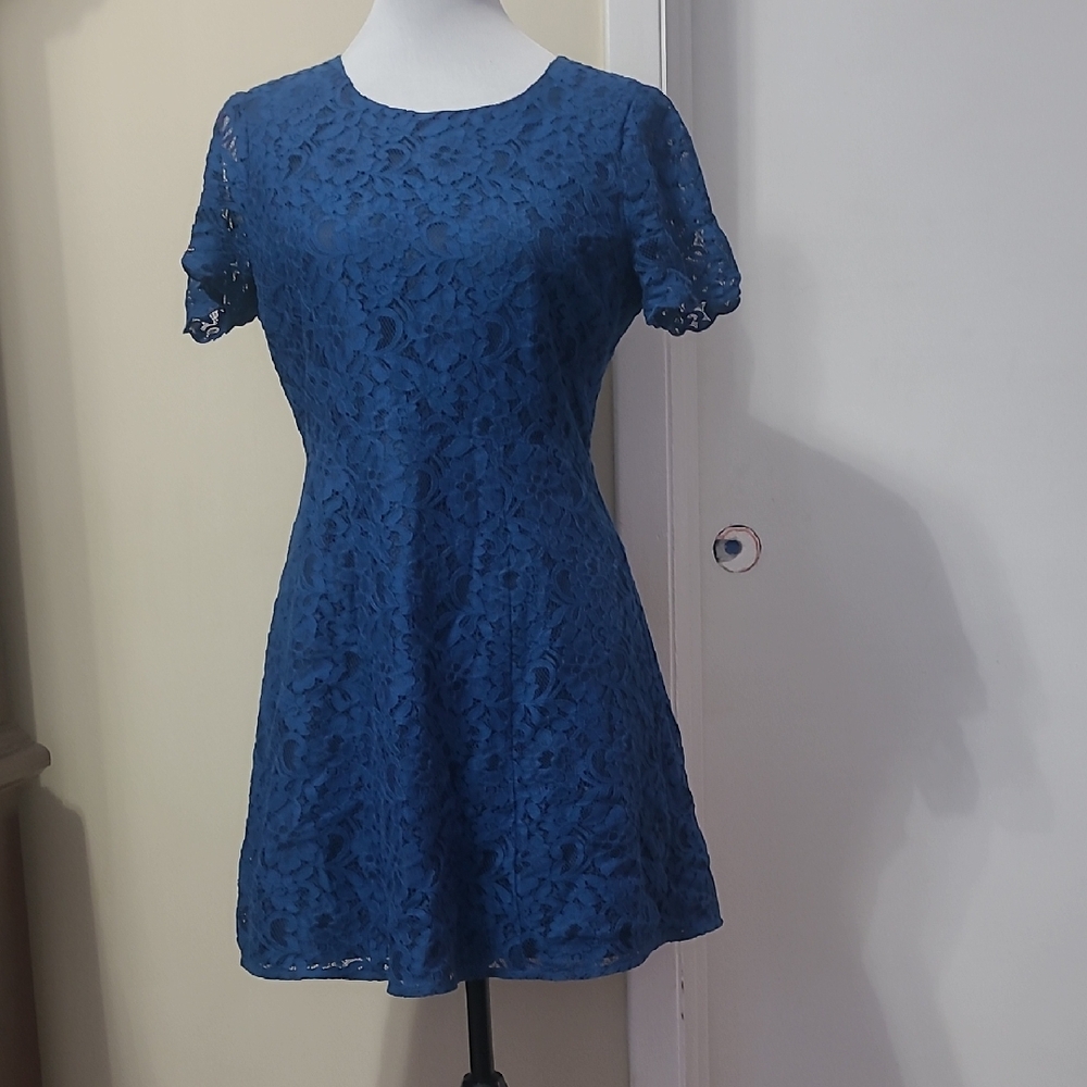 J. Crew Blue LaceDress Size 8 Petite